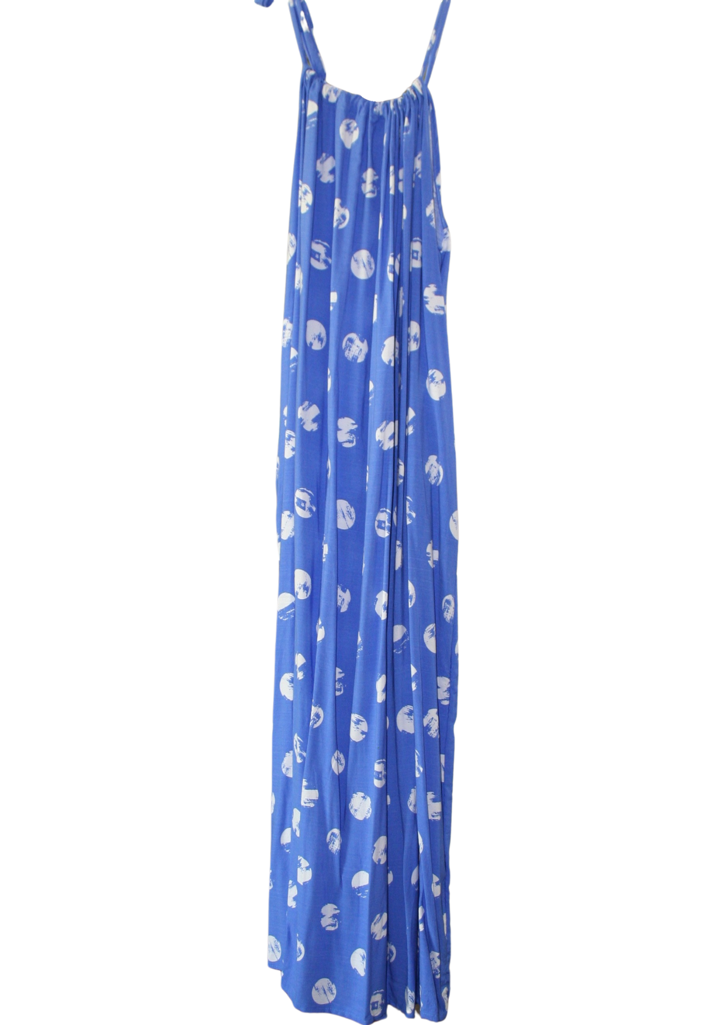 White and Blue Maxi Summer Dress