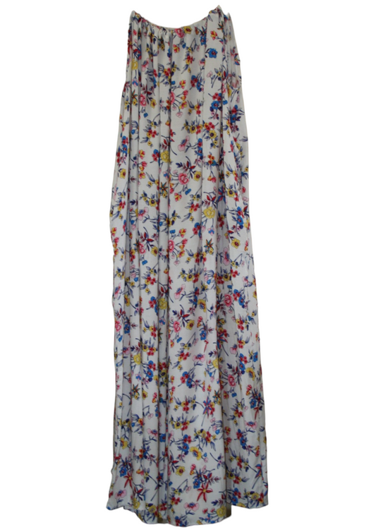 Flowers on White Maxi Summer Dress