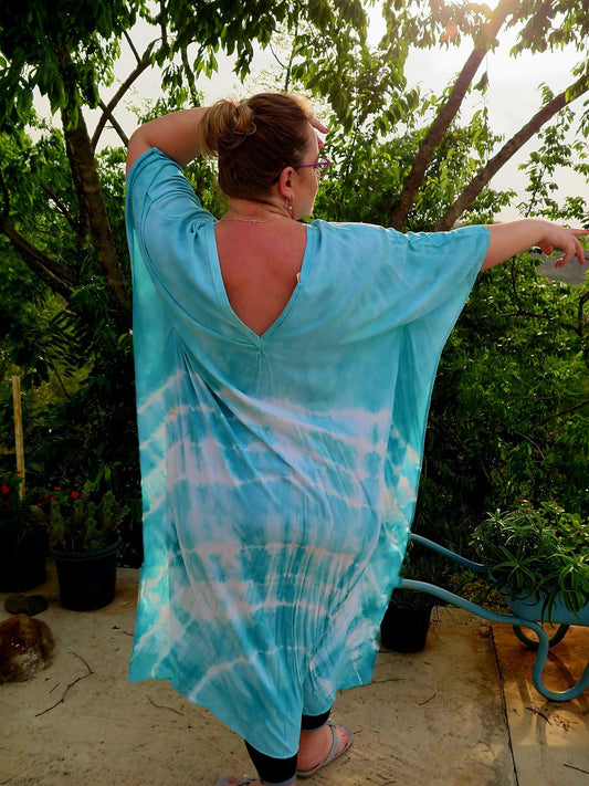 Turquoise Tie Dye Kaftan