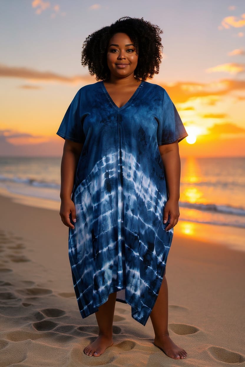Dark Navy Tie Dye Kaftan