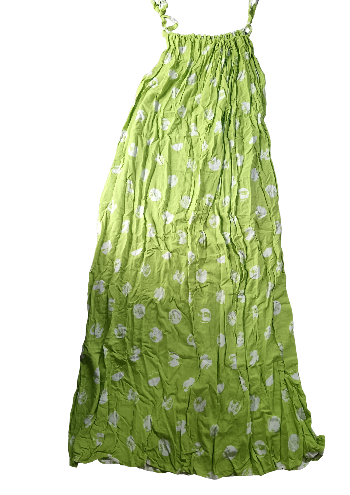 White and Lime Green Maxi Summer Dress
